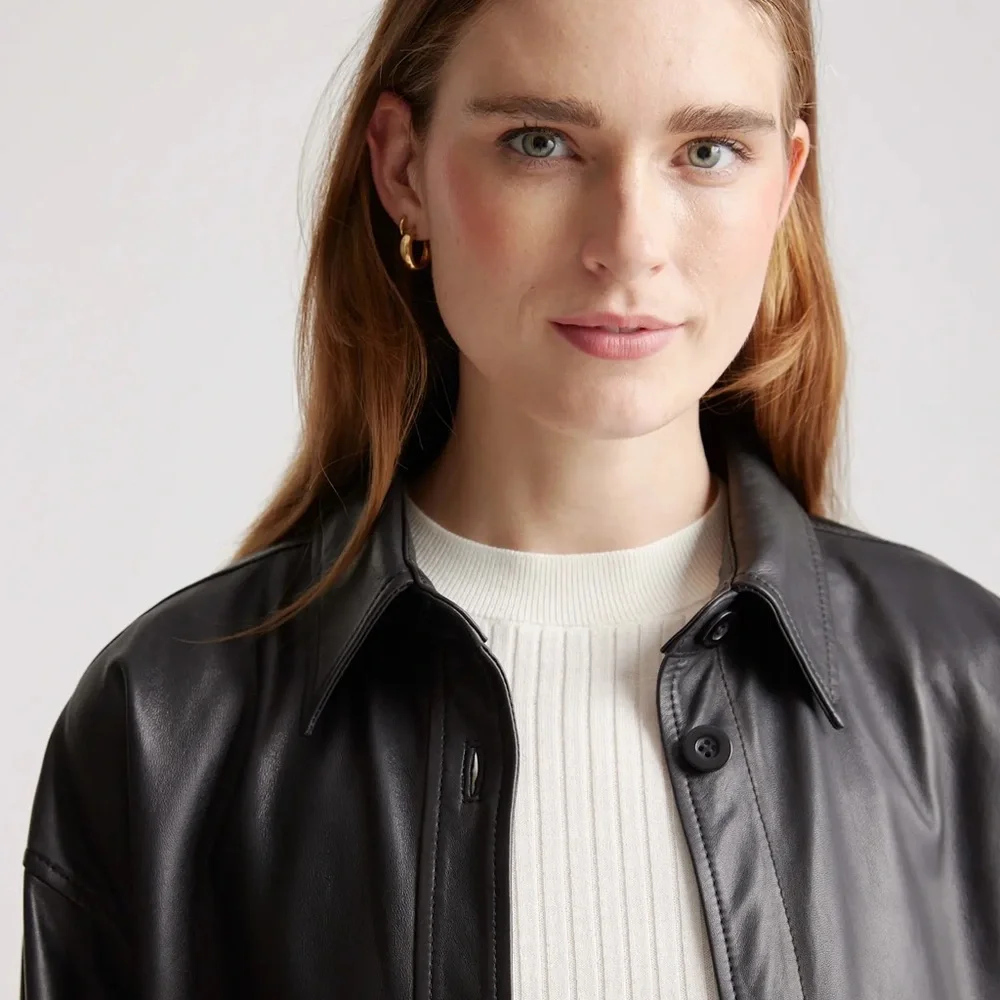 NWT Quince 100% Leather Shirt Jacket - Picture 8 of 14